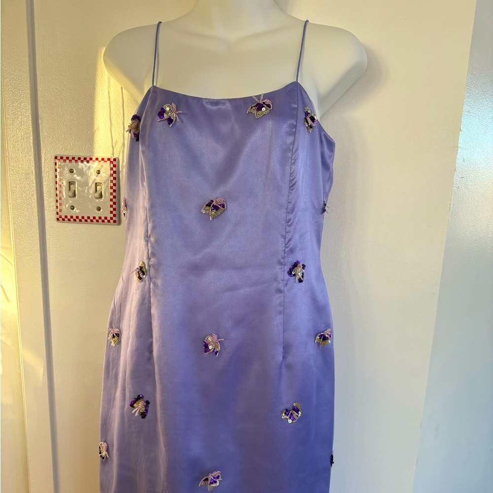 Adrianna Papell Evening Boutique butterfly embellished spaghetti strap dress